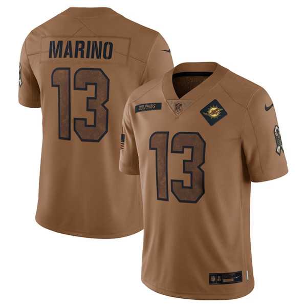Men's Miami Dolphins #13 Dan Marino 2023 Brown Salute To Service Limited Football Stitched Jersey Dyin,We sell and wholesale Men's Miami Dolphins #13 Dan Marino 2023 Brown Salute To Service Limited Football Stitched Jersey Dyin on line form chian!